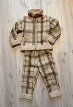 Geruit beige winter pakje wollen set broek jasje gevoerd 98, Jongen of Meisje, Ophalen of Verzenden, Zo goed als nieuw, Setje