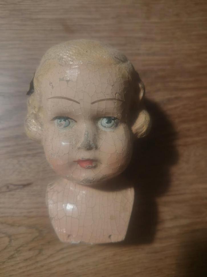 Antiek poppen-hoofdje, Verzamelen, Poppen, Gebruikt, Pop, Ophalen of Verzenden