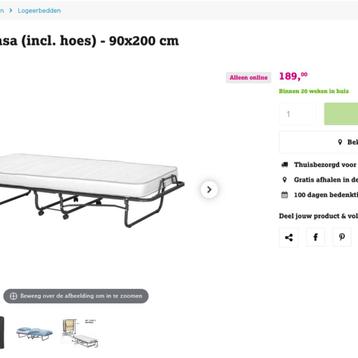 Malpensa opvouw bed 90x200 met matras beschikbaar voor biedingen
