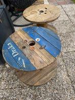 Haspel/houten tuintafel, Tuin en Terras, Ophalen of Verzenden, Gebruikt, Rond, Hout