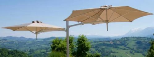 handige Dubbele parasol paraflex op uitschuifbare mast Paras, Tuin en Terras, Parasols, Zo goed als nieuw, Parasolvoet, Minder dan 1 meter
