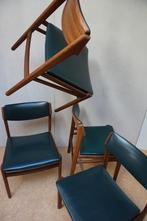 Deense vintage teak stoelen/ eetkamerstoelen, set van 4, Ophalen, Gebruikt, Bruin, Vintage