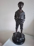 Bronzen beeld van jongen die fluit door A. Moreau, Ophalen of Verzenden