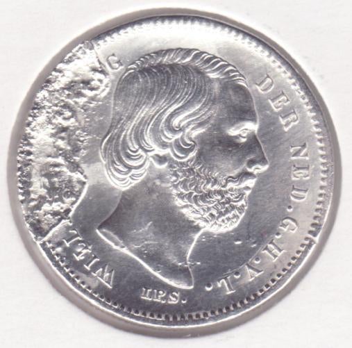 25 Cent Willem 3 uit 1889 Pr/ UNC beschadigd, Postzegels en Munten, Munten | Nederland, Koning Willem III, Zilver, 25 cent, Ophalen of Verzenden