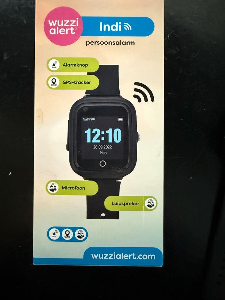 Wuzzi Alert Indi Persoonsalarm, Sieraden, Tassen en Uiterlijk, Smartwatches, Zo goed als nieuw, Android, Zwart, Afstand, Waterdicht