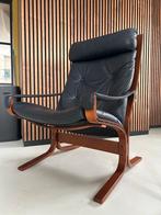 Vintage Westnofa Fauteuil - Petrol Blue Leder, Huis en Inrichting, Fauteuils, Ophalen, Zo goed als nieuw, Leer, 75 tot 100 cm