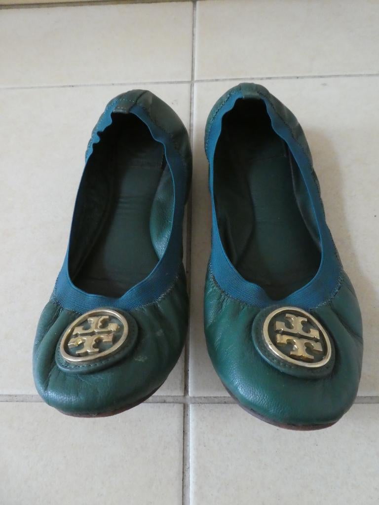 Tory Burch ballerina's maat 38,5 smaragdgroen met plakkaat, Kleding | Dames, Schoenen, Gedragen, Ballerina's, Groen, Verzenden