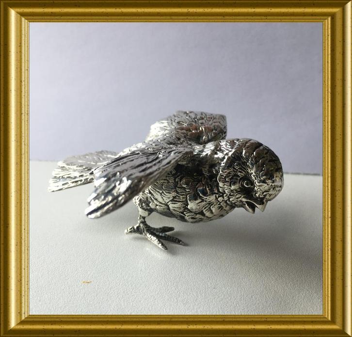 Mooi zilveren vogel beeldje, Antiek en Kunst, Antiek | Goud en Zilver, Zilver, Ophalen of Verzenden