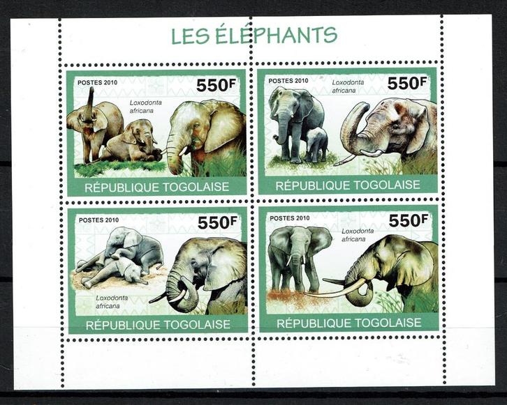 togo 2010 pf blok olifanten elephants wildlife zoogdieren, Postzegels en Munten, Postzegels | Thematische zegels, Postfris, Dier of Natuur