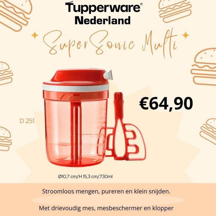 Tupperware SuperSonic Multi Hakmolen, Huis en Inrichting, Keuken | Keukenbenodigdheden, Nieuw, Ophalen of Verzenden