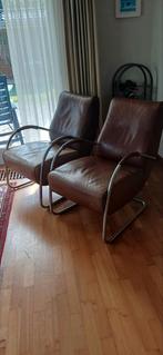 Fauteuils leer Jess 2 stuks, Huis en Inrichting, Fauteuils, Ophalen, Gebruikt, 50 tot 75 cm, Leer