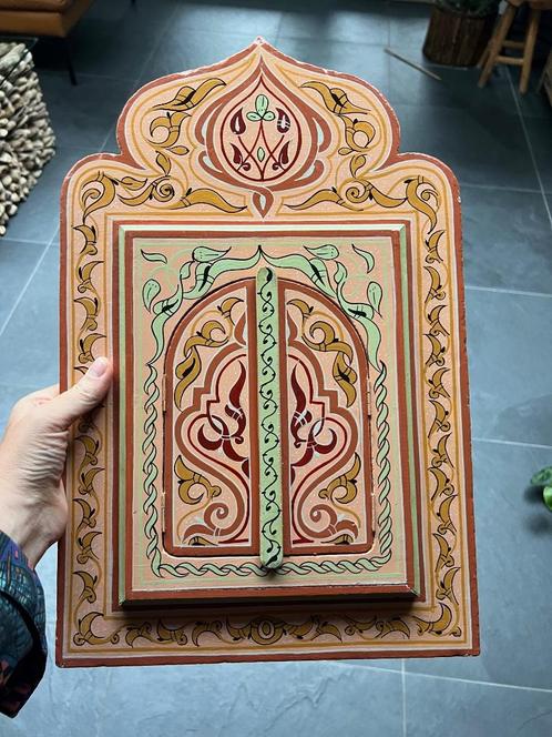 Marokkaanse handbeschilderde spiegel arabisch oosters, Huis en Inrichting, Woonaccessoires | Spiegels, Gebruikt, Minder dan 50 cm
