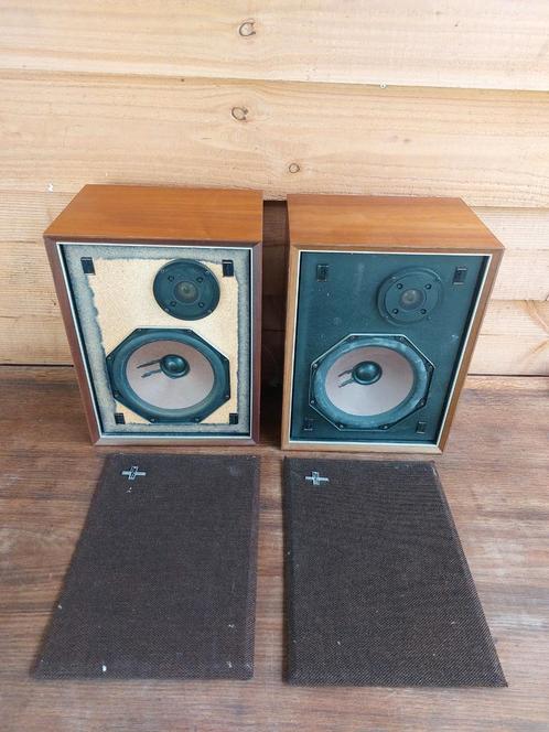 Set vintage Philips 22RH423 luidsprekers, Audio, Tv en Foto, Luidsprekers, Gebruikt, Front, Rear of Stereo speakers, Minder dan 60 watt