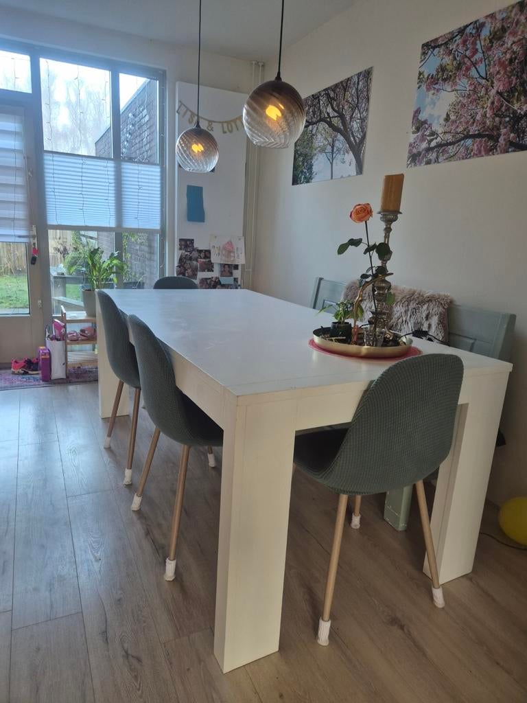 TAFEL GRATIS! Eettafel  2x1m wit hout, Huis en Inrichting, Tafels | Eettafels, Gebruikt, 200 cm of meer, Vijf personen of meer