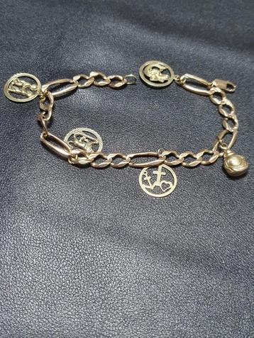 Super bedelarmband 14 kr 585 gekeurd , gewicht 22,6 gram  beschikbaar voor biedingen