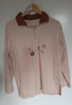Beige polo sweatshirt met borduur en applicaties, maat 46, Oosterveldweg 15, 7274 DZ, Verzenden, Beige, Maat 46/48 (XL) of groter