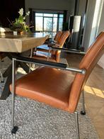 vintage leren stoelen, Huis en Inrichting, Stoelen, Ophalen, Gebruikt, Bruin, Vintage