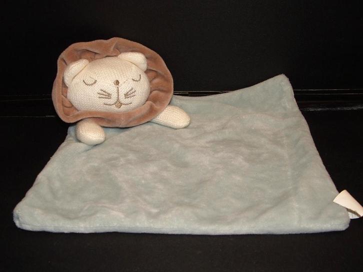 BLOKKER LEEUW KNUFFELDOEK VELOURS GROENGRIJS MET OP 1, Kinderen en Baby's, Speelgoed | Knuffels en Pluche, Nieuw, Overige typen