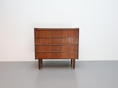 Deense ladekast | Teak | 4 lades | Vintage, Huis en Inrichting, Kasten | Ladekasten, Gebruikt, Minder dan 100 cm, 50 tot 100 cm