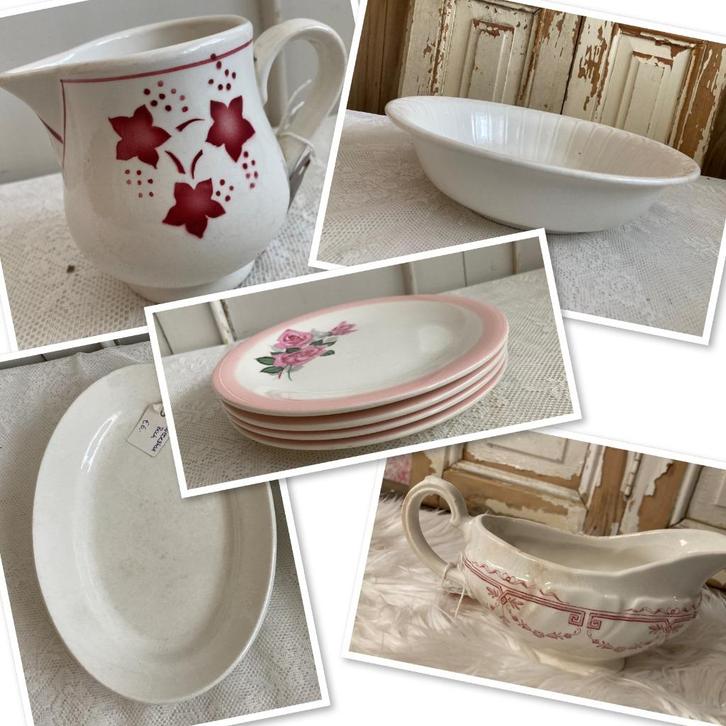 Boch / Brocante juskom dessertbordjes - schaal met reliëf., Antiek en Kunst, Antiek | Servies los, Ophalen of Verzenden