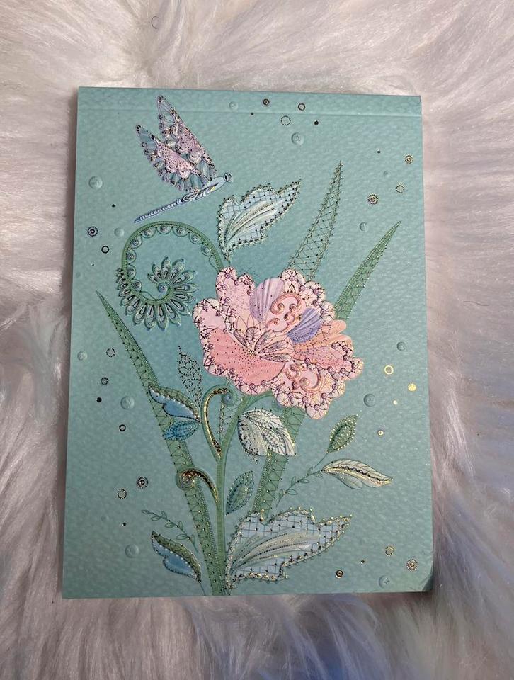 Luxe Notitieblok – Mintgroen met Roze Bloem, Diversen, Notitieboeken, Nieuw, Ophalen of Verzenden