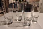 4 geslepen kristallen waterglazen massieve voet (Friedrich?), Antiek en Kunst, Ophalen of Verzenden