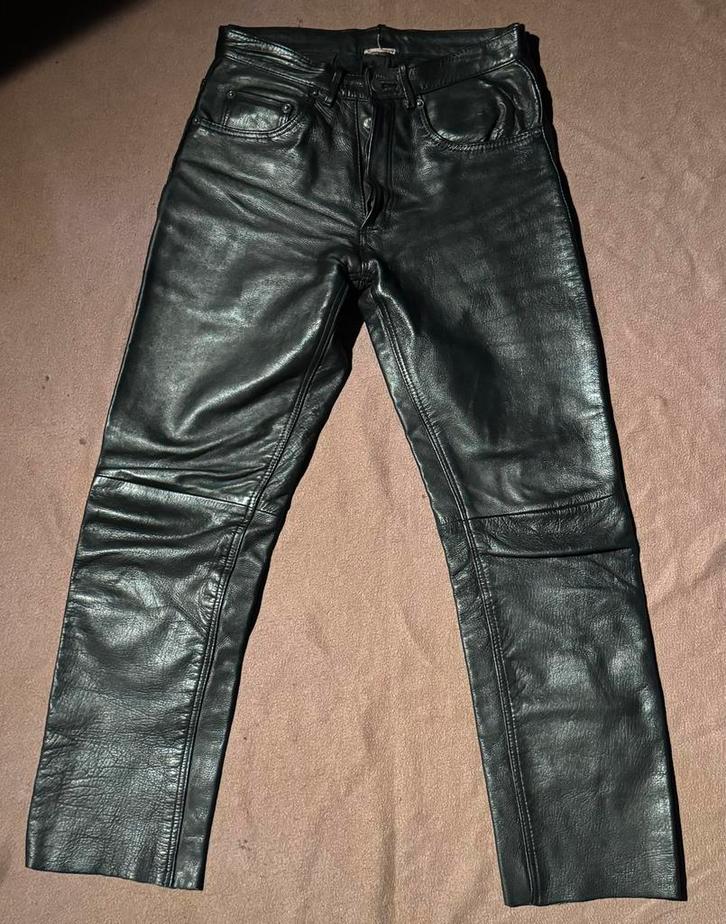 Vintage Zwarte Leren Broek - Kalfsleer - Levi’s 501 Stijl, Kleding | Dames, Broeken en Pantalons, Zo goed als nieuw, Maat 34 (XS) of kleiner
