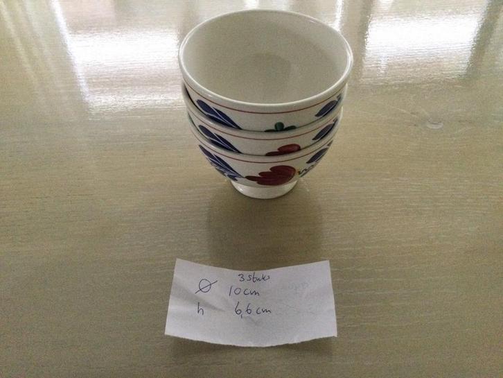 Boerenbont 3 spoelkommetjes doorsnede 10cm nw, Huis en Inrichting, Keuken | Servies, Nieuw, Kom(men), Boerenbont, Aardewerk, Ophalen of Verzenden