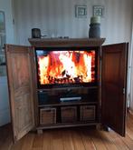 Houten TV-kast met deuren, Ophalen, 100 tot 150 cm, 100 tot 150 cm, Grenenhout