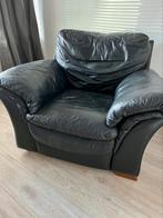Zwarte leren stoel, is wel wat jaartjes oud., Gebruikt, Eenpersoons, Ophalen of Verzenden, Minder dan 150 cm