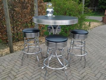 Amerikaanse bartafel + barkrukken Bel Air fifties , sixties beschikbaar voor biedingen