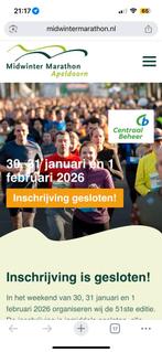 Gezocht kaartje Midwinter Marathon Apeldoorn, Tickets en Kaartjes, Eén persoon
