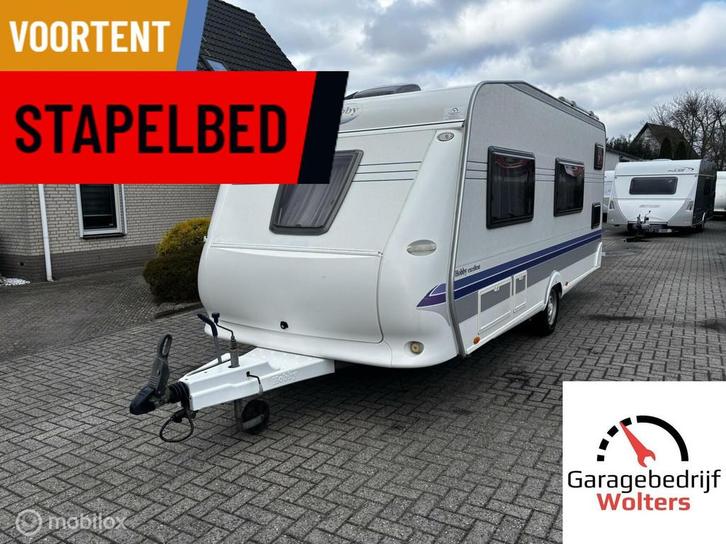 Hobby 500 KMFE STAPELBED treinzit vastbed voortent, Caravans en Kamperen, Caravans, Bedrijf, tot en met 6, 1000 - 1250 kg, Hobby