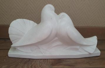 Frans Faience art deco beeld een koppel duiven gemerkt DAX beschikbaar voor biedingen