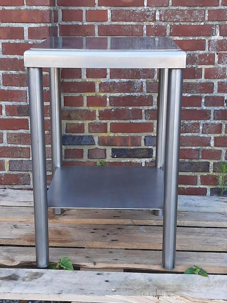RVS Bijzettafel Handgemaakt 60x60cm, Huis en Inrichting, Tafelonderdelen, Gebruikt, Tafelblad, 50 tot 100 cm, 50 tot 100 cm, Vierkant