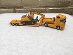 Schuco Mercedes met dieplader en graafmachine 1:87 Max Bogl, Hobby en Vrije tijd, Modelauto's | 1:87, Ophalen of Verzenden, Gebruikt