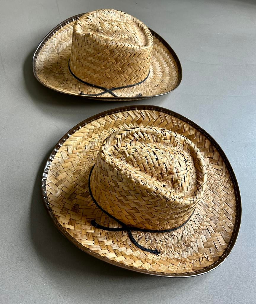 2 stuks rieten cowboyhoeden, Ophalen, Zo goed als nieuw, One size fits all