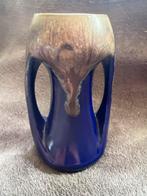 Vintage Blauwe Vaas met Druppelglazuur Design Vaas Decoratie, Ophalen of Verzenden