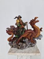 Fantasy beeld | Heks op draak met glazen bol | Decoratief, Verzamelen, Ophalen of Verzenden, Zo goed als nieuw, Fantasy