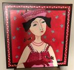 Schilderij "Vogel op mijn hoed" 60 x 60 cm, Antiek en Kunst, Ophalen