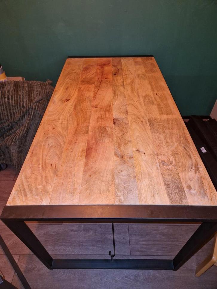 Eettafel mangohout, Huis en Inrichting, Tafels | Eettafels, 50 tot 100 cm, 150 tot 200 cm, Rechthoekig, Metaal, Ophalen of Verzenden