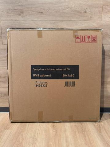 INK Badkamerspiegel 80cm rond, LED + spiegelverwarming RVS beschikbaar voor biedingen