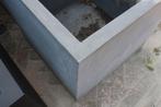 Grote vierkante bloembak bloempot grijs beton Fiberstone, 60 cm of meer, Gebruikt, 60 tot 100 cm, Ophalen