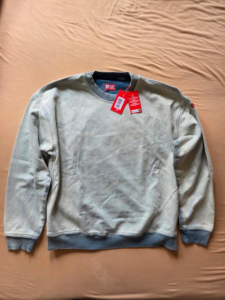 Diesel Sweater - Grijs/Lichtblauw - Maat L, Kleding | Heren, Truien en Vesten, Nieuw, Maat 52/54 (L), Grijs, Ophalen of Verzenden