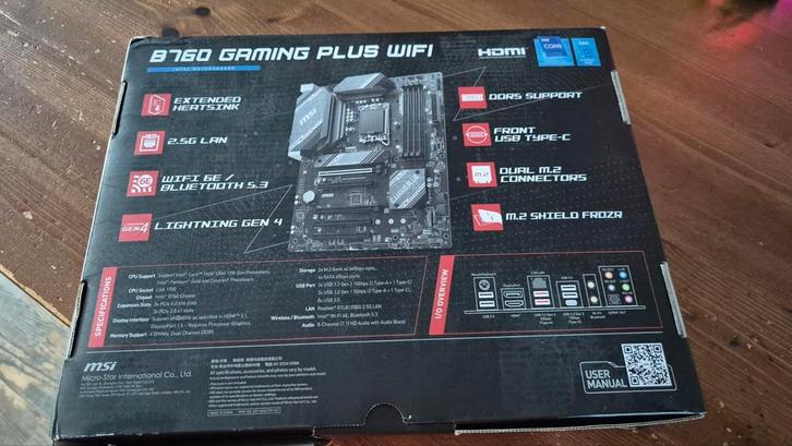 MSI B760 Gaming Plus WiFi Moederbord, Computers en Software, Moederborden, Nieuw, Intel, DDR5, Ophalen of Verzenden