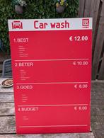 Car Wash Prijsbord voor Mancave benzine station, Ophalen of Verzenden, Reclamebord