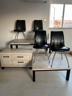Eettafel, 4 stoelen, tv kastje en salon tafel, Ophalen