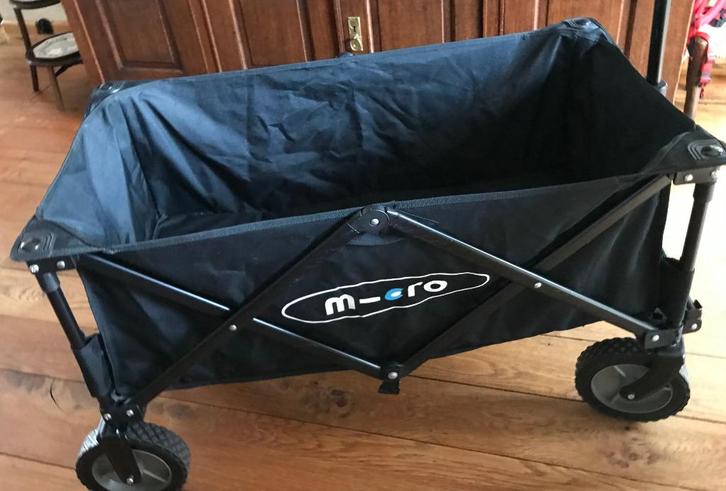 Bolderkar merk Micro , kleur zwart., Caravans en Kamperen, Bolderkarren, Gebruikt, Opvouwbaar, Ophalen