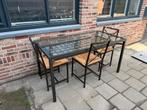 Tafel + 3 stoelen - €70, Ophalen, Rechthoekig, 50 tot 100 cm