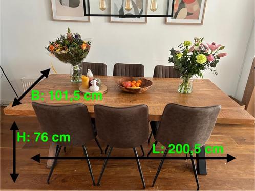Eettafel recht | 200x100cm | Mangohout | Bruin, Huis en Inrichting, Tafels | Eettafels, Zo goed als nieuw, 100 tot 150 cm, 200 cm of meer